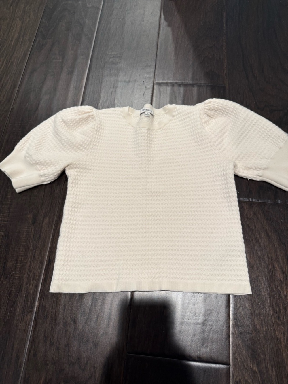 Madewell Cream Textured Knit Crewneck